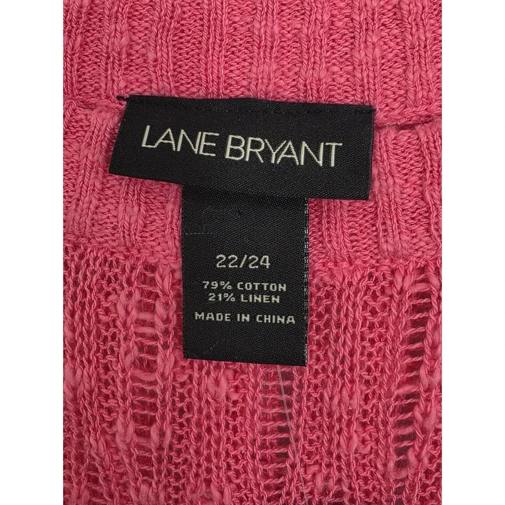NEW Lane Bryant 22/24 Coral/Pink Tunic Vest Sweater  Cotton Blend Knit Plus Size